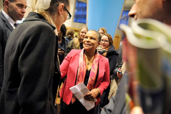PARIS, FRANCE - APRIL 30: French Minister of Justice, Christiane Taubira attends the International Jazz Day 2015 Global Concert at UNESCO on April 30, 2015 in Paris, France. (Photo by Kristy Sparow/Getty Images for Thelonious Monk Institute of Jazz)